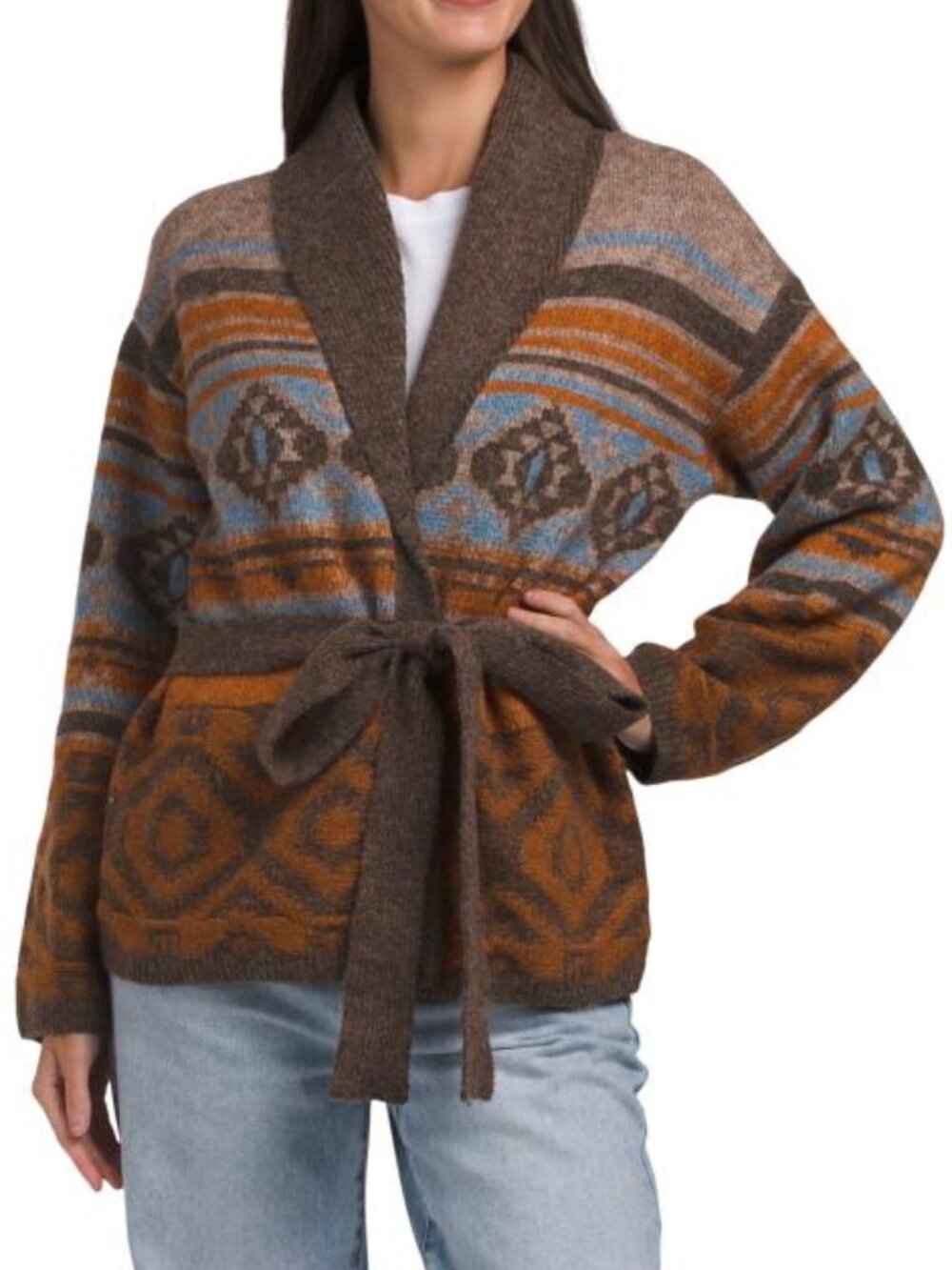 LUCKY BRAND Long Sleeve Pattern Shawl Cardigan
